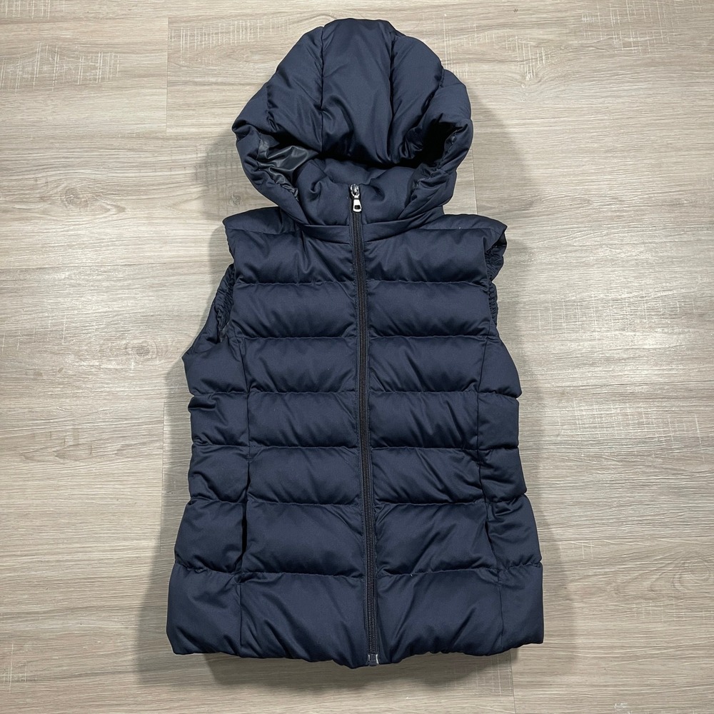 Uniqlo Women's Puffer Vest Removable Hoodie Down Polyester Fill XS Blue